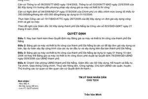 Quyết định 85/2006/QĐ-UBND  Bảng giá ca máy thiết bị thi công