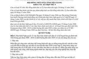 Nghị quyết 104/2006/NQ-HĐND chính sách dân số kế hoạch hóa gia đình Tiền Giang