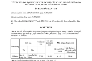 Quyết định 41/2006/QĐ-UBND sửa đổi mặt cắt ngang chỉ giới đường đỏ đường Lê Duẩn Buôn Ma Thuột Đắk Lắk