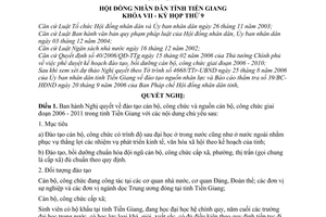 Nghị quyết 106/2006/NQ-HĐND  đào tạo cán bộ, công chức nguồn giai đoạn 2006 - 2011
