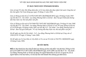 Quyết định 1689/QĐ-UBND 2006 ban hành khung giá thu một phần viện phí Khánh Hòa
