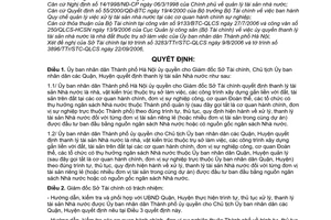Quyết định 182/2006/QĐ-UBND ủy quyền thanh lý tài sản nhà nước tại cơ quan hành chính,đơn vị sự nghiệp công,cơ quan đoàn thể thụ hưởng NSNN