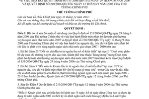 Quyết định 219/2006/QĐ-TTg Định mức phân bổ dự toán chi thường xuyên ngân sách nhà nước 2007 sửa đổi 151/2006/QĐ-TTg , 210/2006/QĐ-TTg