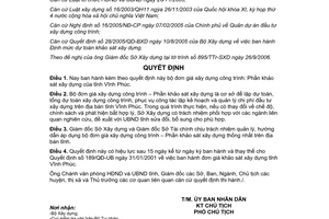 Quyết định 72b/2006/QĐ-UBND đơn giá xây dựng công trình phần khảo sát xây dựng