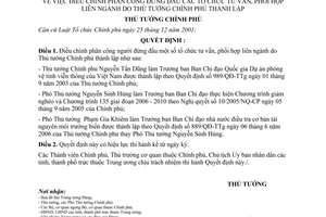 Quyết định 1288/QĐ-TTg điều chỉnh phân công đứng đầu tổ chức tư vấn, phối hợp liên ngành Thủ tướng Chính phủ thành lập