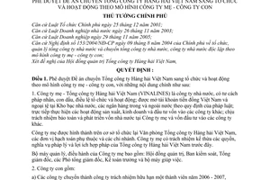 Quyết định 216/2006/QĐ-TTg Đề án chuyển Tổng công ty Hàng hải Việt Nam tổ chức hoạt động mô hình công ty mẹ con