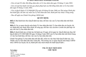 Quyết định 32/2006/QĐ-UBND Quy chế làm việc của Ủy ban nhân dân tỉnh Kiên Giang