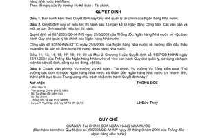 Quyết định 49/2006/QĐ-NHNN Quy chế quản lý tài chính Ngân hàng Nhà nước