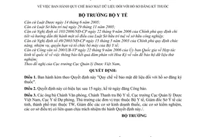 Quyết định 30/2006/QĐ-BYT quy chế bảo mật dữ liệu hồ sơ đăng ký thuốc