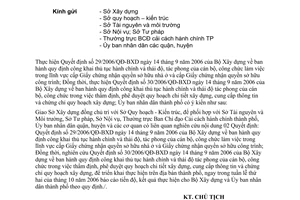 Công văn 7483/UBND-ĐT triển khai thực hiện QĐ 29/2006/QĐ-BXD và QĐ 30/2006/QĐ-BXD