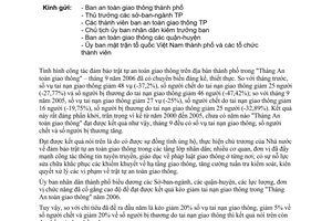 Công văn 7438/UBND-ĐT đẩy mạnh đảm bảo trật tự an toàn giao thông trên địa bàn thành phố trong quý IV năm 2006