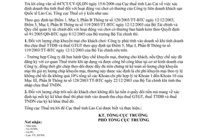 Công văn 3775/TCT-ĐTNN xác định doanh thu tính thuế hoạt động vui chơi có thưởng của Công ty liên doanh khách sạn