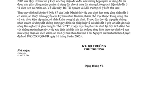 Công văn 4467/BTNMT-ĐĐ công nhận lại đất ở có vườn, ao