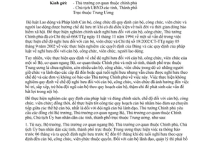 Công văn 1631/TTg-TCCB ực hiện nghiêm các quy định pháp luật về chế độ nghỉ hưu cán bộ, công chức, viên chức