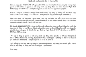 Công văn 1118/SXD-KT triển khai cấp giấy chứng nhận quyền sở hữu công trình xây