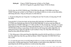 Công văn 4876/TCHQ-GSQL đăng ký kiểm tra vệ sinh, an toàn thực phẩm, chất lượng nhà nước