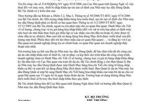 Công văn 12744/BTC-TCHQ  hồ sơ miễn thuế nhập khẩu hàng hóa Dự án Nhà máy lọc dầu Dung Quất