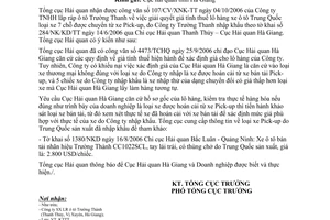 Công văn 4996/TCHQ-KTTT giải quyết giá tính thuế lô hàng xe ô tô Trung Quốc loại xe 7 chỗ được chuyển từ xe Pick-up