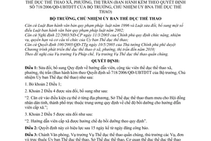 Quyết định 1698/2006/QĐ-UBTDTT  hướng dẫn viên, cộng tác viên Thể dục thể thao xã, phường, thị trấn sửa đổi 718/2006/QĐ-UBTDTT