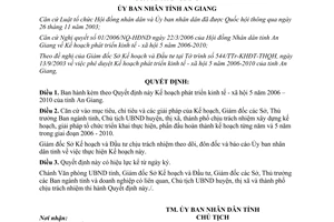 Quyết định 1958/QĐ-UBND 2006 Kế hoạch phát triển kinh tế xã hội 2006 2010 An Giang