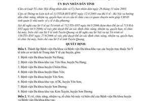 Quyết định 74/2006/QĐ-UBND thành lập Bệnh viện Đa khoa Tuyên Quang