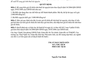 Quyết định 98/2006/QĐ-UBND bổ sung biểu giá tối thiểu tính thuế tài nguyên kèm