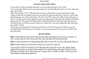Quyết định 76/2006/QĐ-UBND trách nhiệm các cấp, các ngành, các đơn vị trong công tác tuyên truyền, phổ biến, giáo dục pháp luật