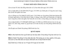 Quyết định 83/2006/QĐ-UBND quy định hoạt động Công báo Lào Cai