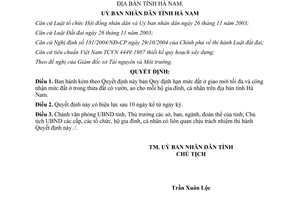 Quyết định 28/2006/QĐ-UBND hạn mức công nhận đất ở thửa đất có vườn ao Hà Nam