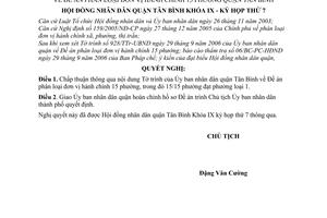 Nghị quyết 104/2006/NQ-HĐND đề án phân loại đơn vị hành chính 15 phường Quận Tân Bình