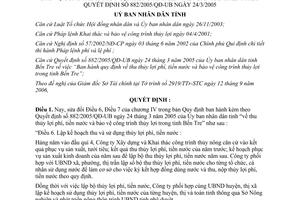 Quyết định 2100/2006/QĐ-UBND thu thủy lợi phí bảo vệ công trình thủy lợi Bến Tre