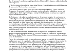 Resolution No. 24/2006/NQ-CP of October 05, 2006, on the Government’s september 2006 regular meeting