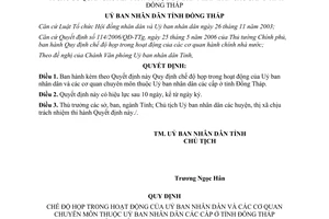 Quyết định 60/2006/QĐ-UBND chế độ họp Ủy ban nhân dân Đồng Tháp