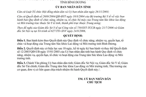 Quyết định 229/2006/QĐ-UBND chức năng trung tâm sức khỏe lao động Bình Dương