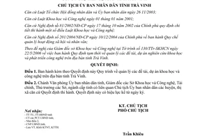 Quyết định 1574/QĐ-UBND 2006 Quy trình quản lý đề tài dự án khoa học công nghệ Trà Vinh