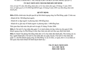 Quyết định 145/2006/QĐ-UBND điều chỉnh mức thu phí qua đò bến An Phú Đông, quận 12