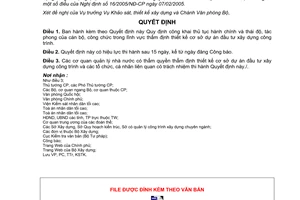 Quyết định 33/2006/QĐ-BXD công khai thủ tục hành chính  thái độ, tác phong CBCC lĩnh vực thẩm định thiết kế cơ sở dự án đầu tư xây dựng công trình