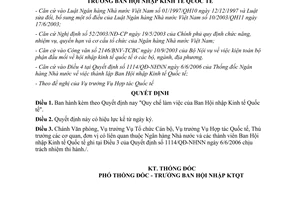 Quyết định 1917/QĐ-NHNN quy chế làm việc của Ban Hội nhập Kinh tế Quốc tế