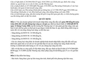 Quyết định 1635/QĐ-BTM  giảm giá bán xăng