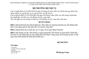 Quyết định 13/2006/QĐ-BNV chương trình đào tạo, bồi dưỡng kiến thức và kỹ năng quản lý nhà nước cán bộ, công chức