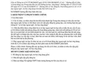 Hướng dẫn 1272/SGD&ĐT-GDTX điều kiện đăng ký hoạt động quản lý cơ sở