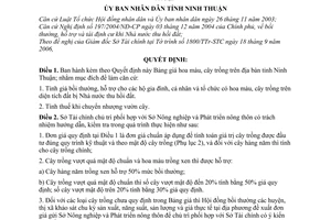 Quyết định 262/2006/QĐ-UBND bảng giá hoa màu, cây trồng trên địa bàn tỉnh Ninh Thuận