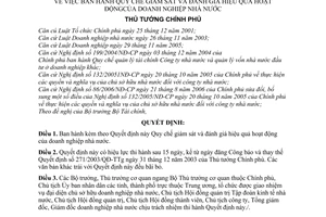 Quyết định 224/2006/QĐ-TTg quy chế giám sát đánh giá hiệu quả hoạt động doanh nghiệp nhà nước