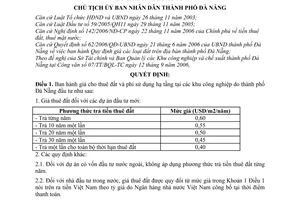 Quyết định 88/2006/QĐ-UBND giá cho thuê đất phí sử dụng hạ tầng