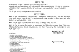 Nghị quyết 25/2006/NQ-CP Kế hoạch phát triển kinh tế - xã hội 5 năm 2006 - 2010