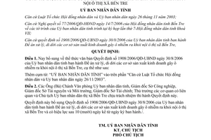 Quyết định 2116/2006/QĐ-UBND xử lý di dời cơ sở sản xuất gây ô nhiễm Bến Tre