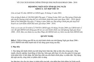Nghị quyết 51/2006/NQ-HĐND cải cách hành chính tỉnh Quảng Ngãi 2006 - 2010