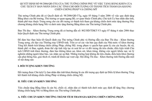 Hướng dẫn 100/HD-TĐKT thực hiện Quyết định  98/2006/QĐ-TTg