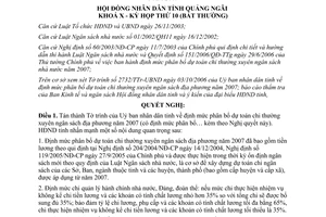 Nghị quyết 52/2006/NQ-HĐND định mức phân bổ dự toán chi ngân sách 2007