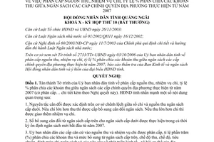 Quyết định 53/2006/QĐ-UBND phân cấp ngân sách Quảng Ngãi từ 2007